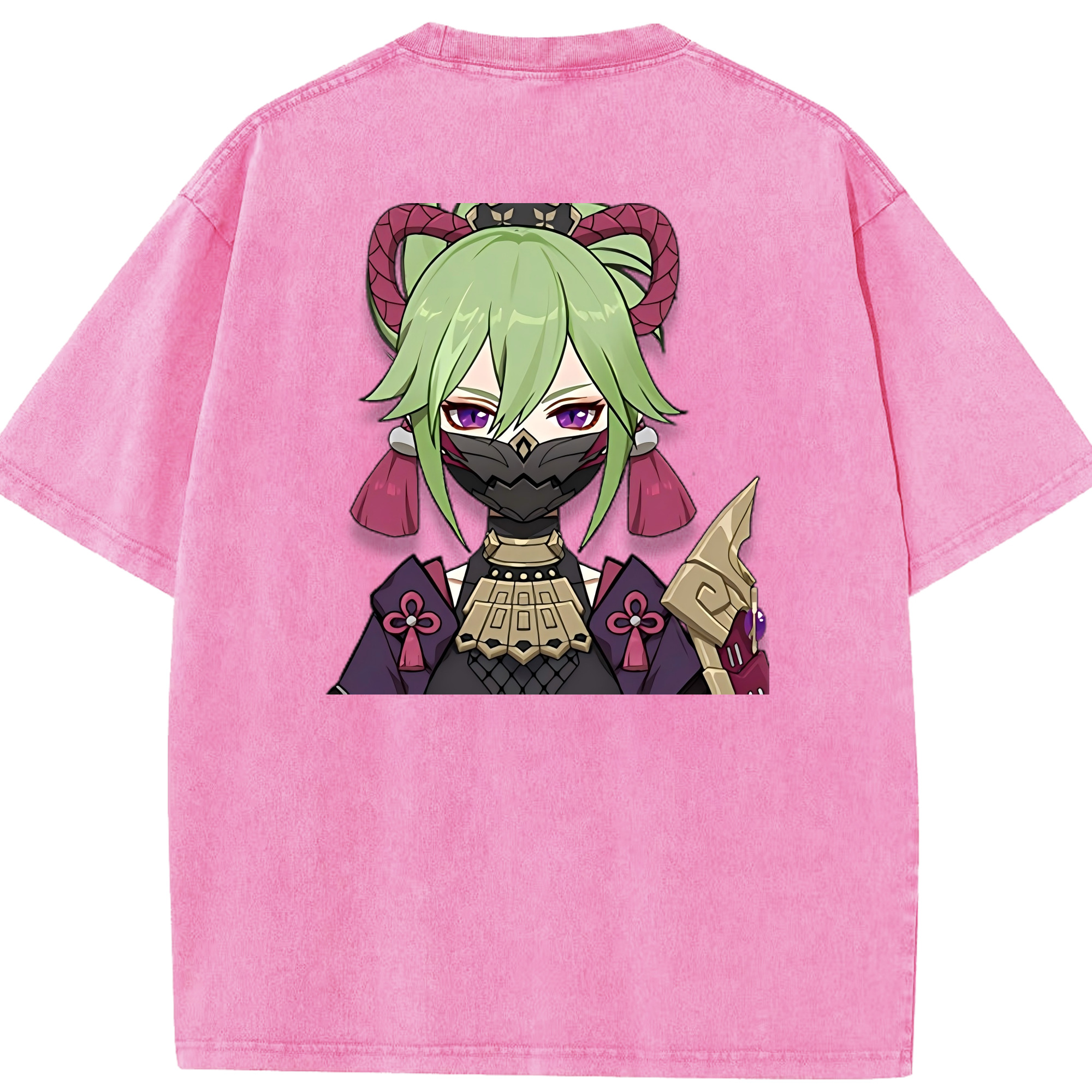げんし神  久岐忍 くき しのぶ genshin Kuki Shinobu 綿100% ヴィンテージ風 半袖Tシャツ（背面プリント）